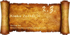 Komka Zoltán névjegykártya